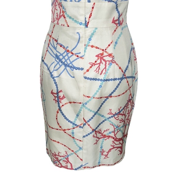 J. McLaughlin Firenza Silk Cream Coral Chain Print Halter Mini Column Dress - 2 - Picture 9 of 12